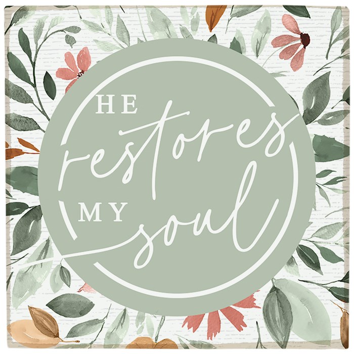 471357 Magnet - Square - He Restores My Soul - 2.5 in.