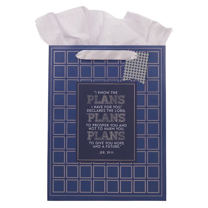 472251 Gift Bag - Large - Plans Modern Blue