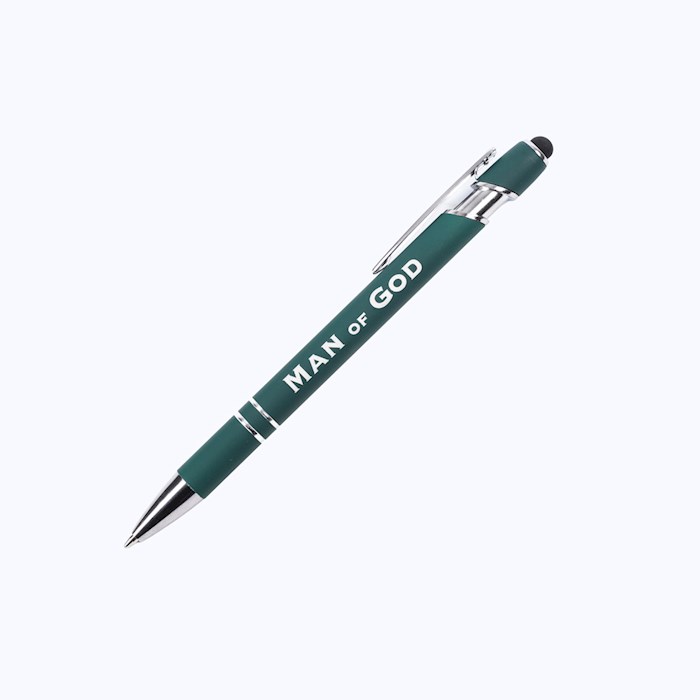41146X Soft Touch Gift Pen, Green - Man of God