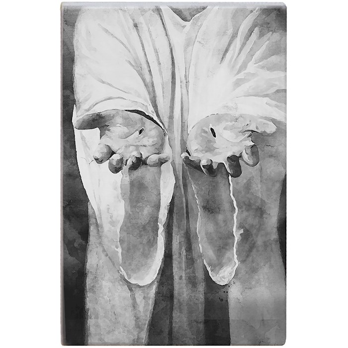 470563 Small Talk Rectangle, Black & White - Jesus Hands - 5.25 x 3.5
