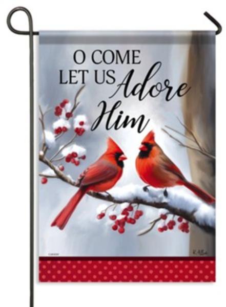 41455X Garden Flag - Durasoft - Adore Him Cardinal - 12.5 x 18 in.