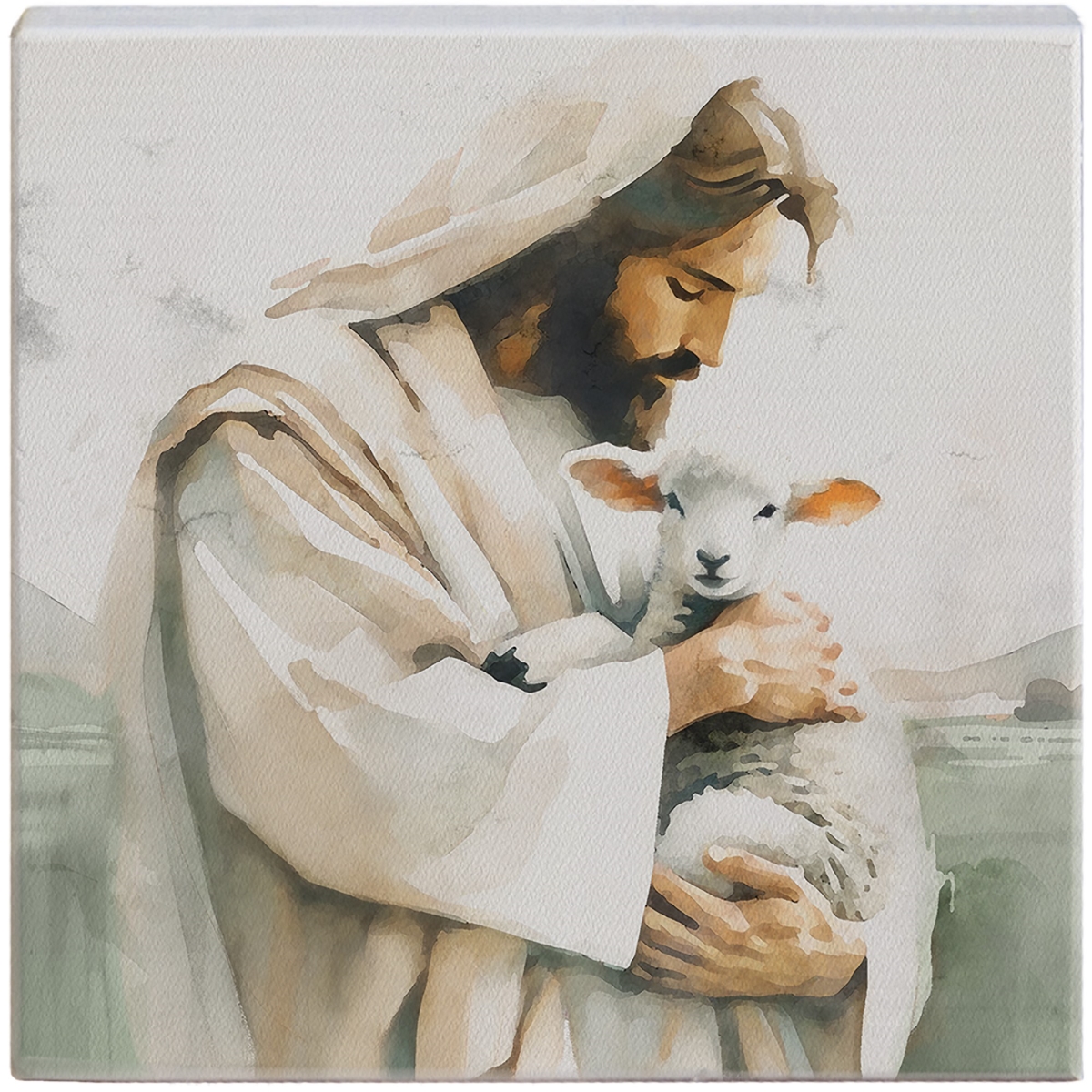 470559 5.25 x 5.25 in. Small Talking Square Jesus Holding Lamb