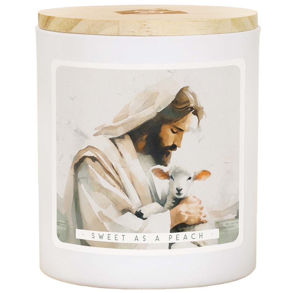 470500 Candle - Jesus Holding Lamb - Sweet As A Peach - 11 oz - 2 Wick
