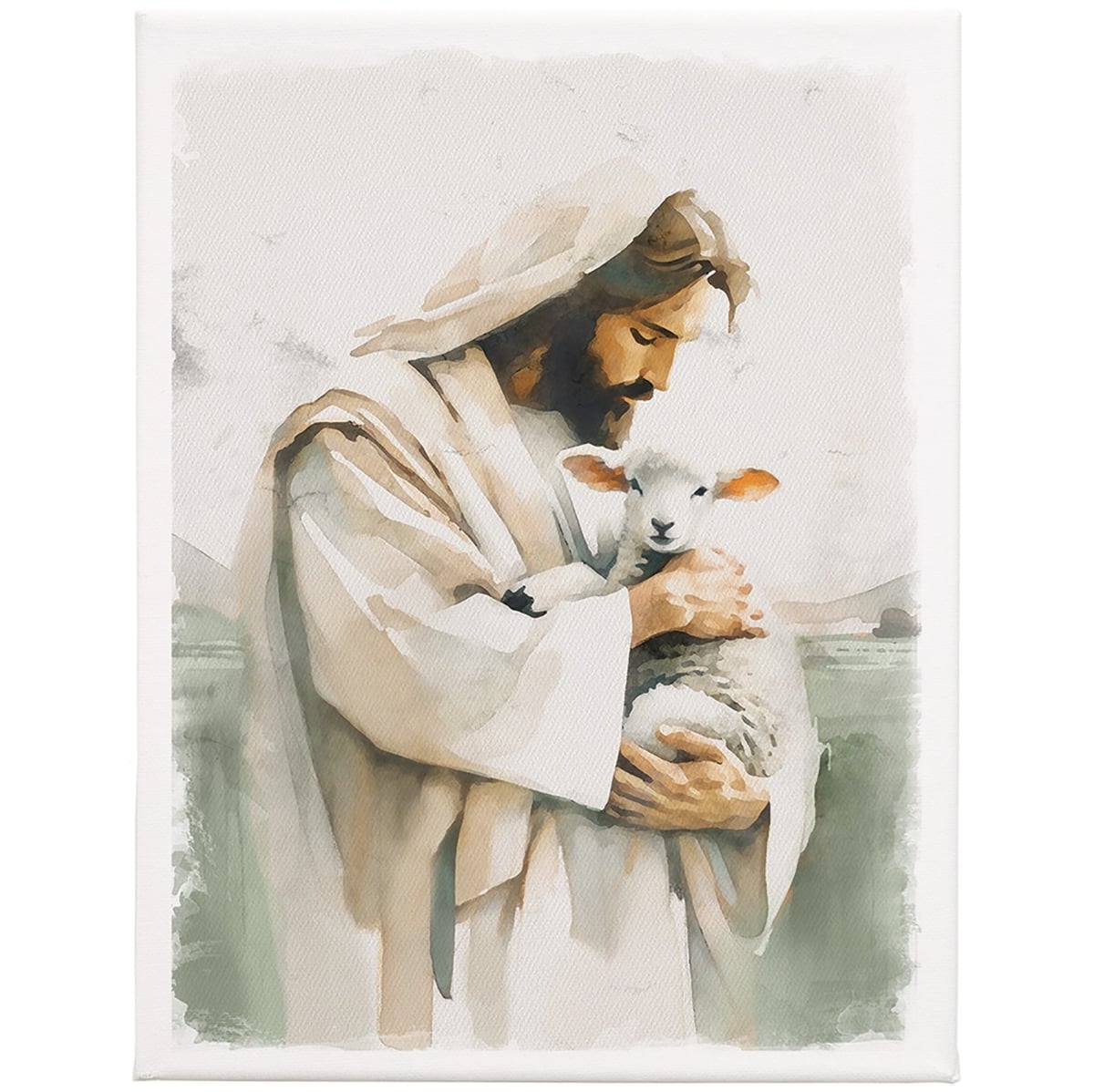 470543 Wrapped Canvas - Jesus Holding Lamb - 17 x 13 in.