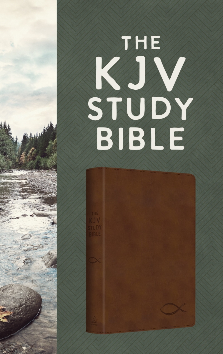 Barbour Publishing 361726 Fish DiCarta Leather Like KJV Study Bible, Chestnut Brown