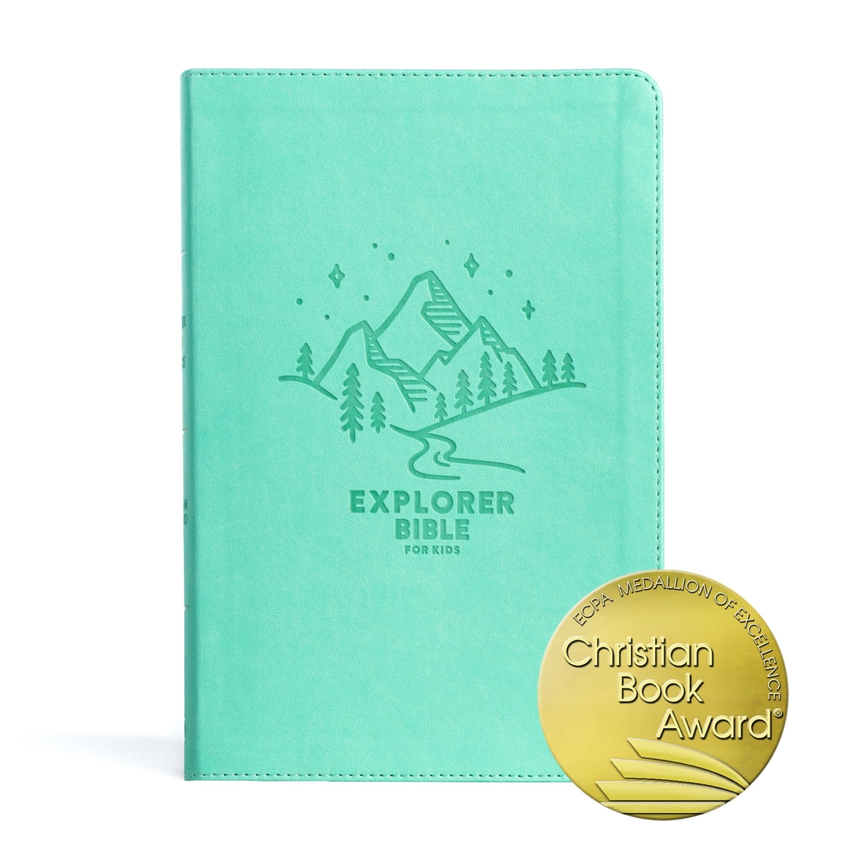 310942 CSB Explorer Bible for Kids - Light Teal Mountains LeatherTouch