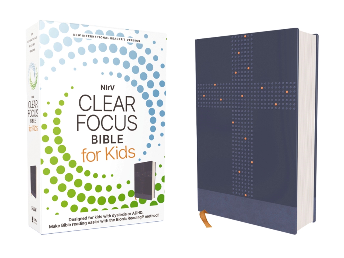 368160 NIrV Clear Focus Bible for Kids - Blue Leathersoft