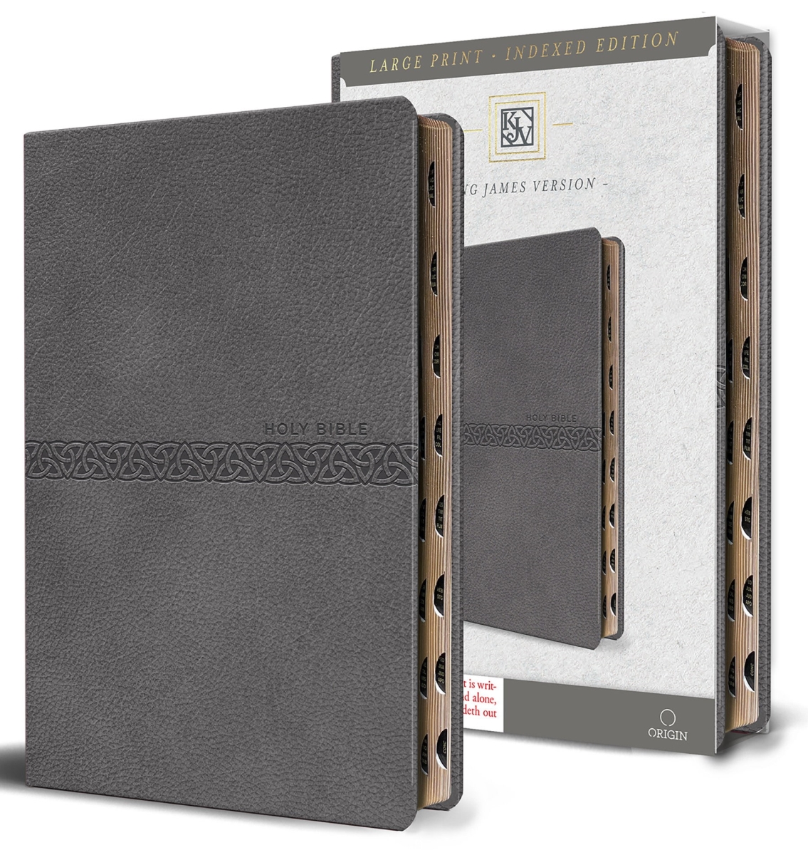 376224 KJV Large Print Holy Bible - Gray Premium Imitation Leather Indexed