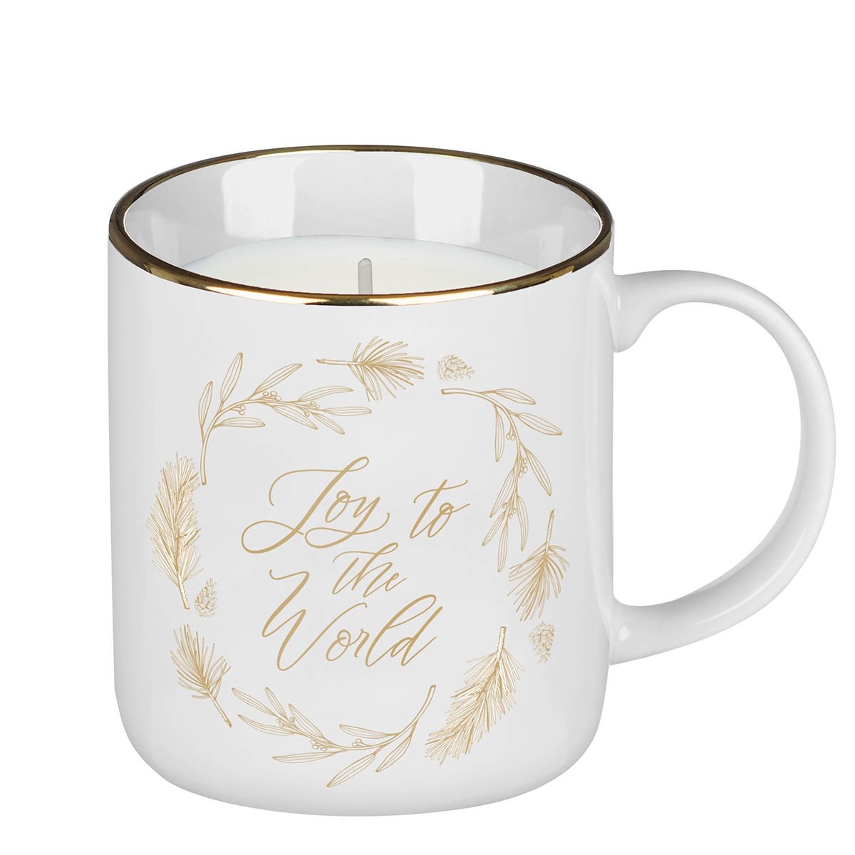 Picture of Christian Art Gifts 470618 Candle in Mug - Joy to The World - 14 oz