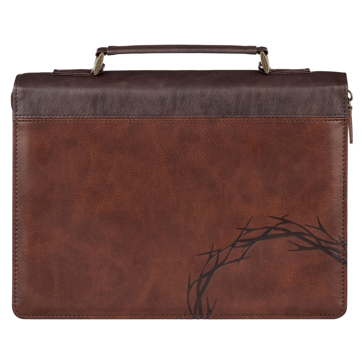 471752 Bible Cover - Classic - Crown of Thorns & Amazing Grace Isa. 53-5 - Two Tone Brown - Imitation Leather