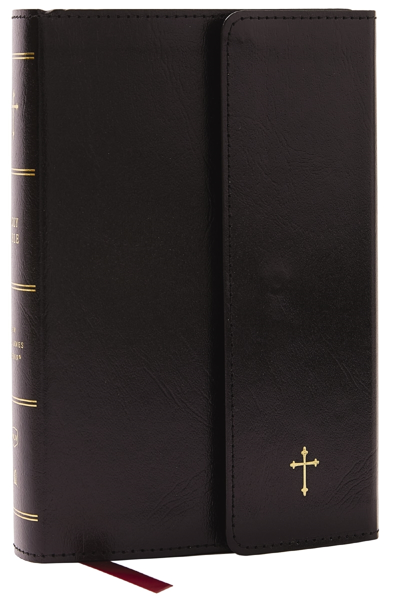 214902 NKJV Compact Paragraph-Style Reference Bible - Comfort Print - Black Leatherflex