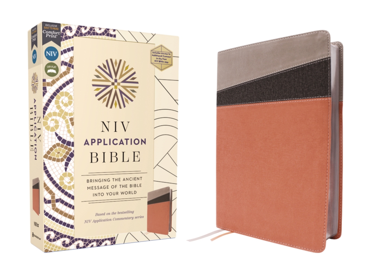 373662 NIV Application Comfort Print- Leathersoft Bible - Coral Gray