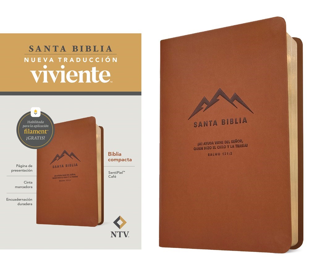 731055 NTV Biblia Compacta Con Filament NLT Compact Bible with Filament, Brown Leather