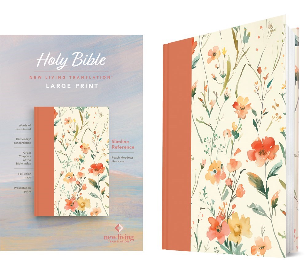 73108X NLT Large Print Slimline Reference Bible - Rl - Peach Meadows Hardcover