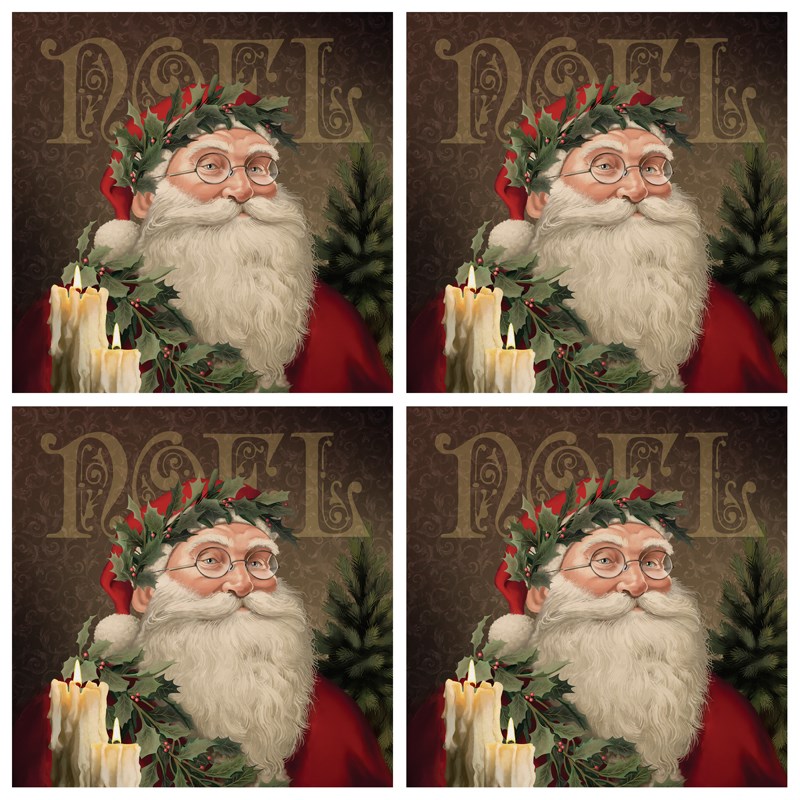 Picture of Carson Home Accents 455098 Square House Coasters - Noel Santa - Set of 4