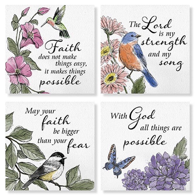 Picture of Carson Home Accents 342301 Square House Coasters - Bird Faith - Set of 4 - 4 in.