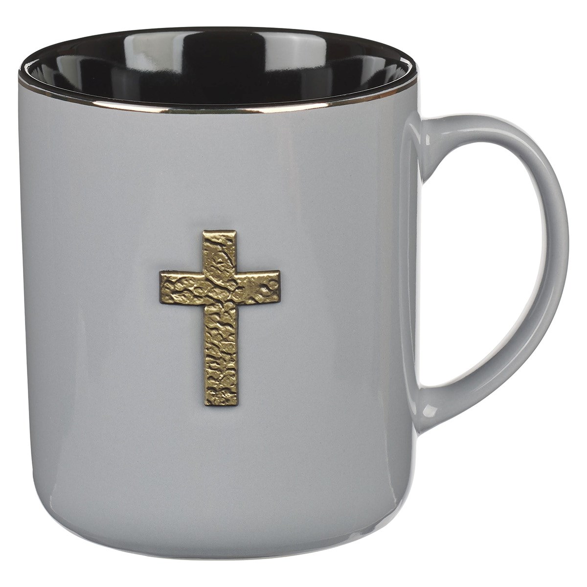 Picture of Christian Art Gifts 380577 Mug - Gray with Metal Cross - 1 Peter 2-24