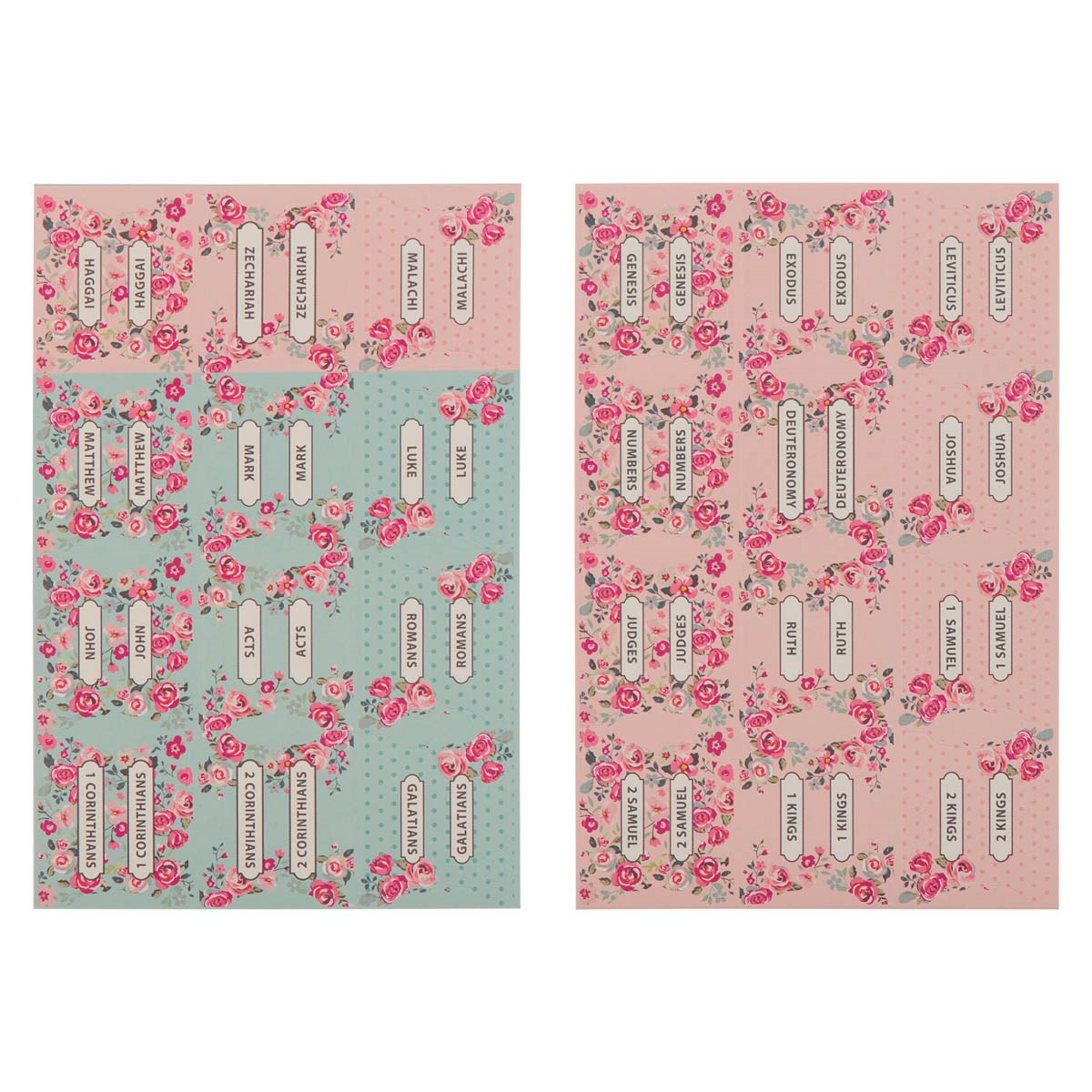 397622 Bible Tab - Pink & Blue Floral Old & Testament Peel & Stick Indexing
