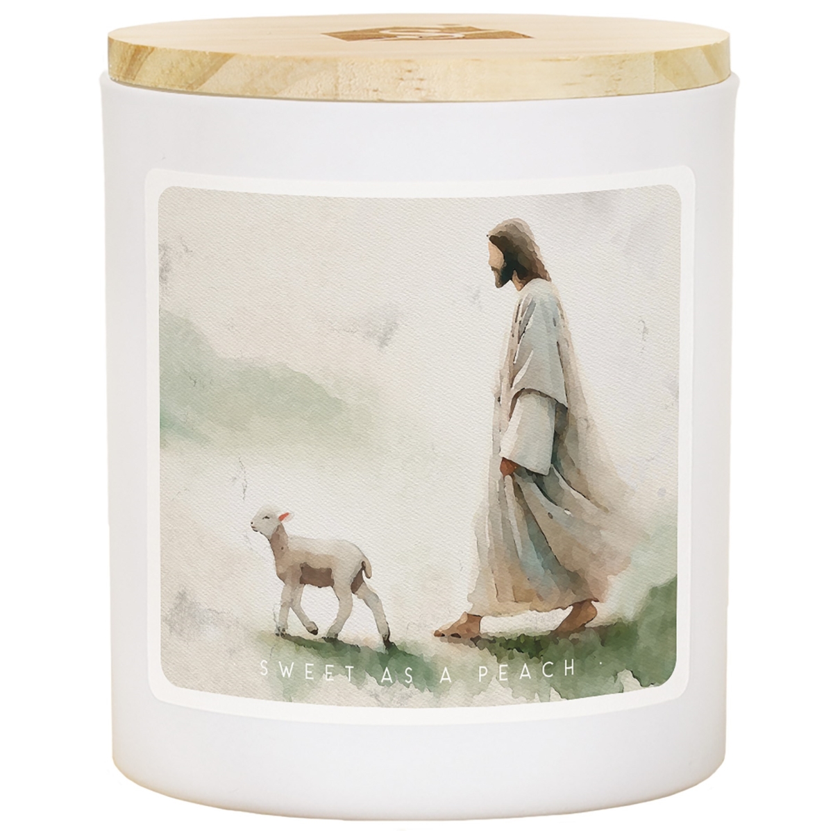 470504 Candle - Jesus Walking Lamb - Sweet As A Peach - 11 oz - 2 Wick