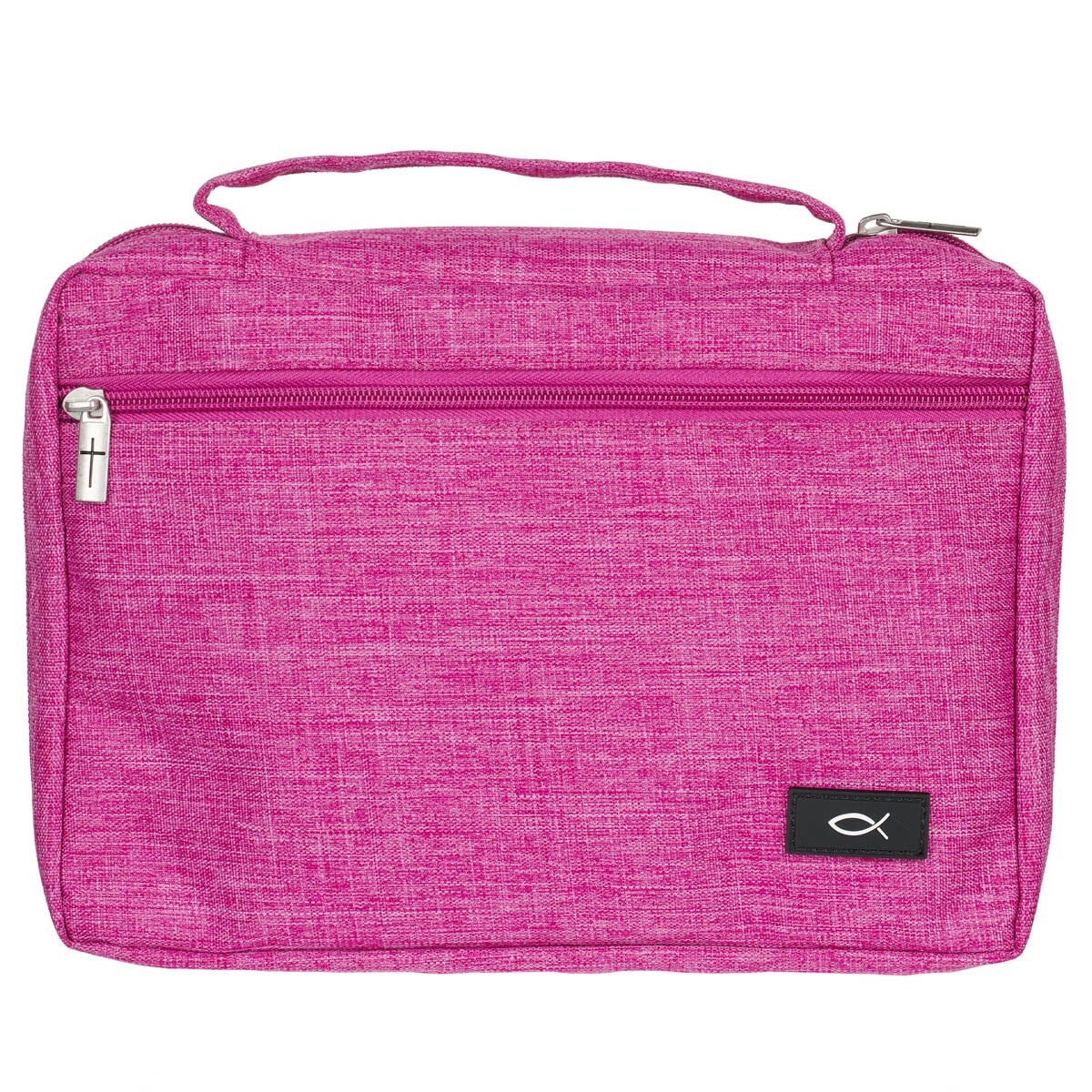 406147 Bible Cover - Poly Canvas Value with Ichthus - Raspberry Pink - Small