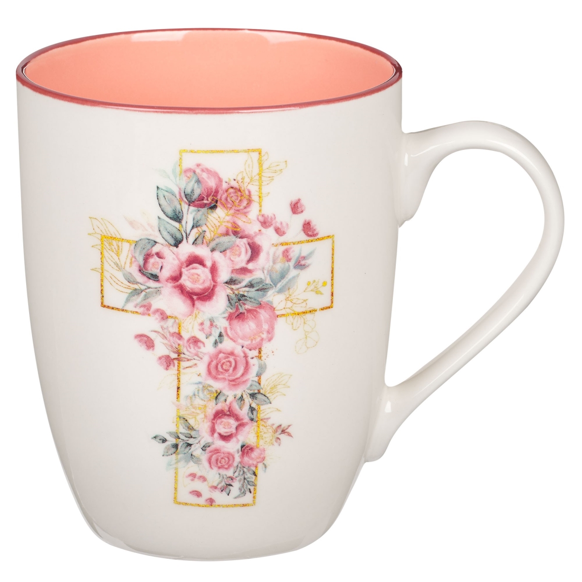 Picture of Christian Art Gifts 406222 Mug - Budget - Pink Floral Cross - White