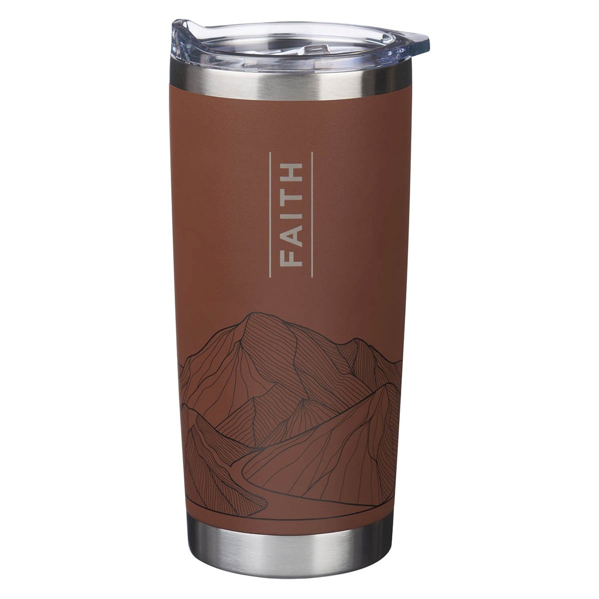 Picture of Christian Art Gifts 472272 Travel Mug - Faith Mountain - 18 oz - Stainless Steel