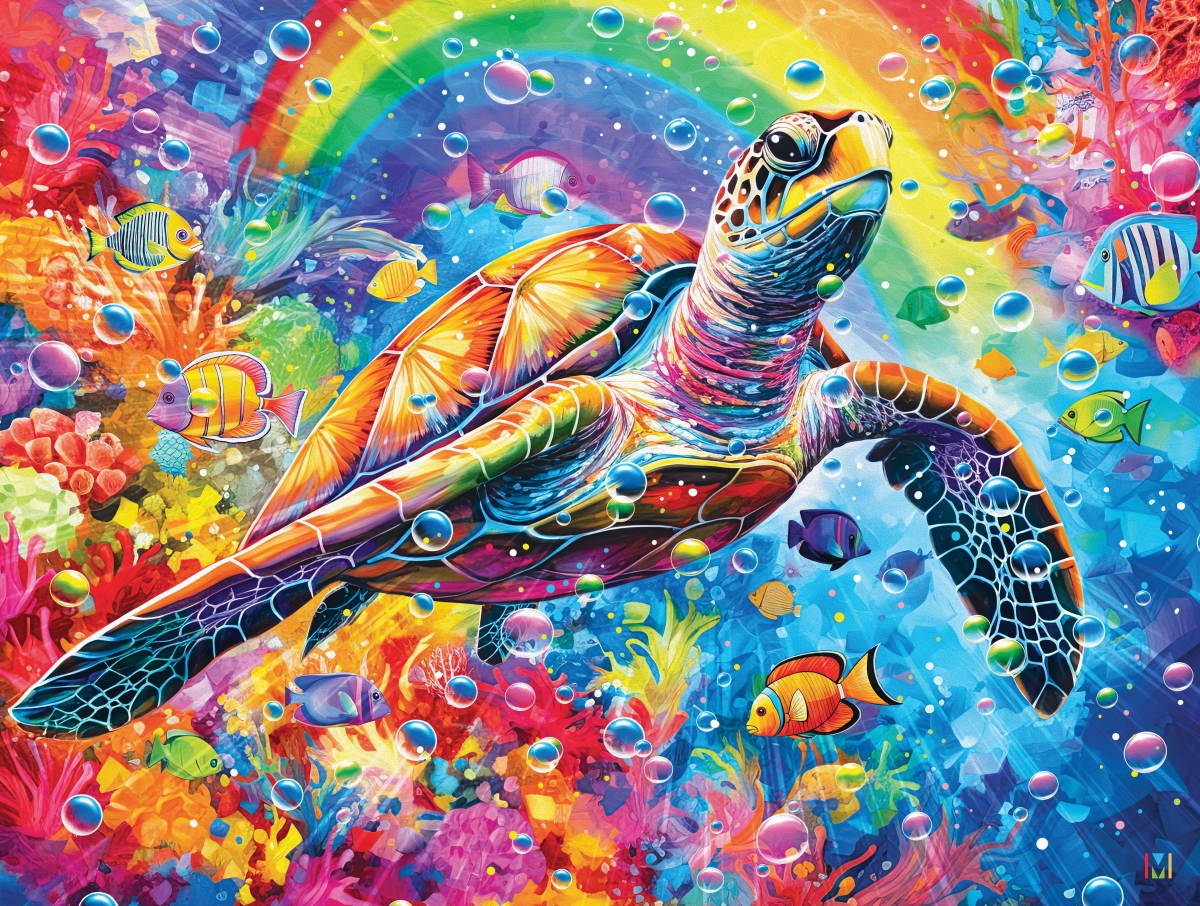 Crown Point Graphics 376240 Rainbow Sea Jigsaw Puzzle with Poster - 500 Piece Soft Touch