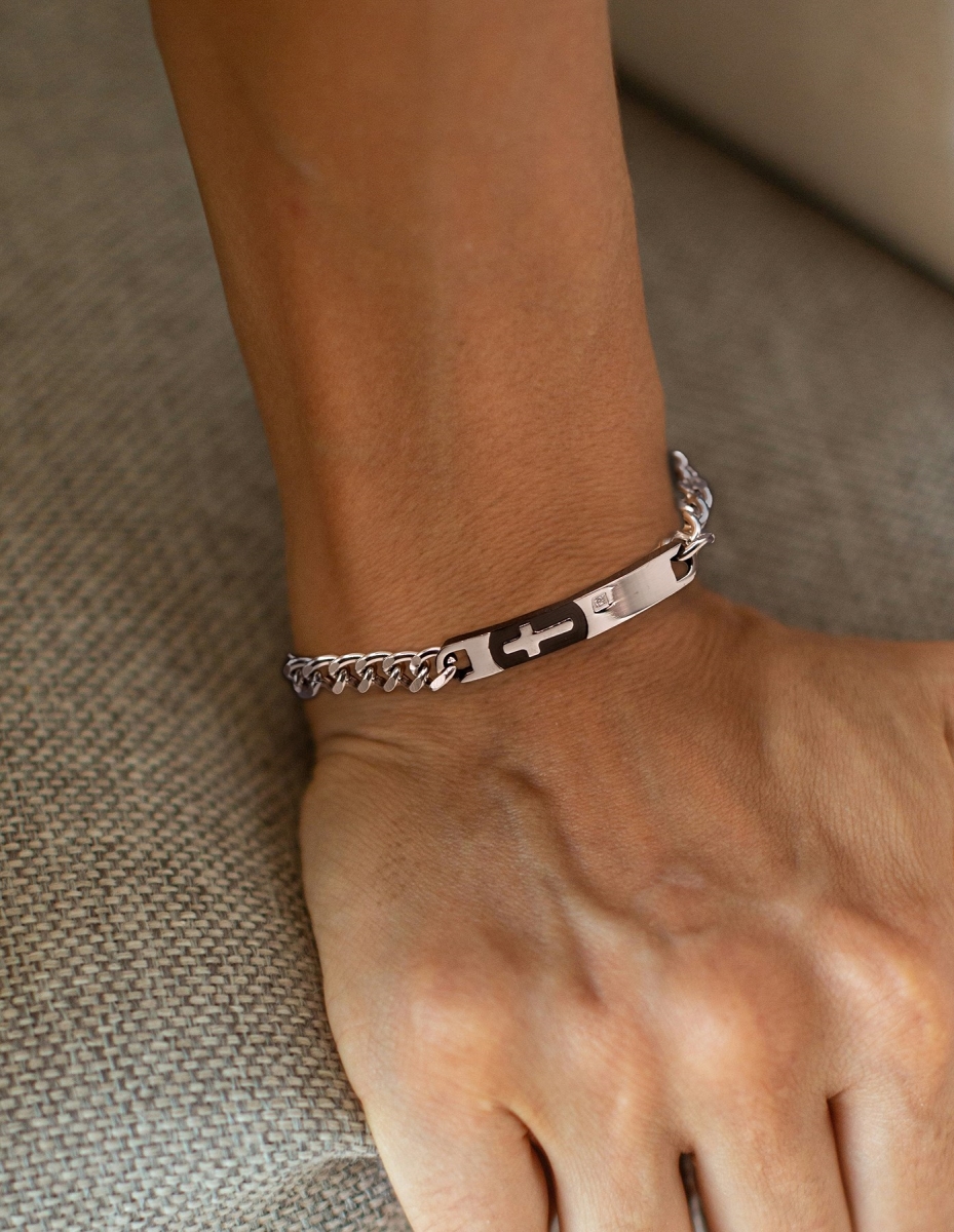 James Lawrence 696493 Eden Merry Cross Bracelet, Black & Silver