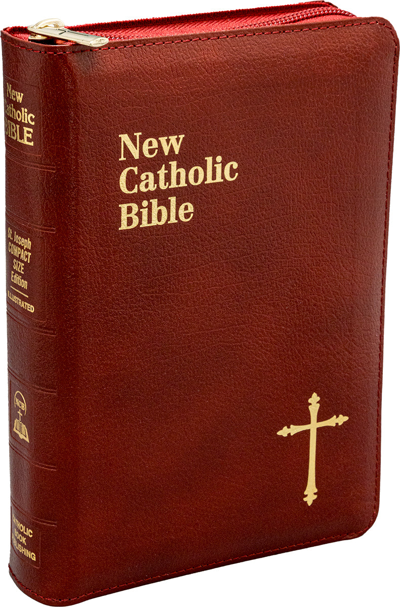 358411 NCB St. Joseph Compact Size Edition - Burgundy Bonded Leather with Zipper Book - No.606