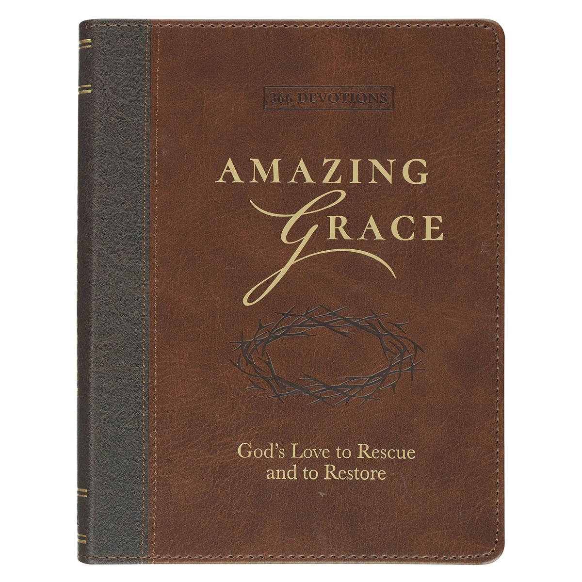 348500 Amazing Grace - 366 Devotions Book - Brown Faux Leather