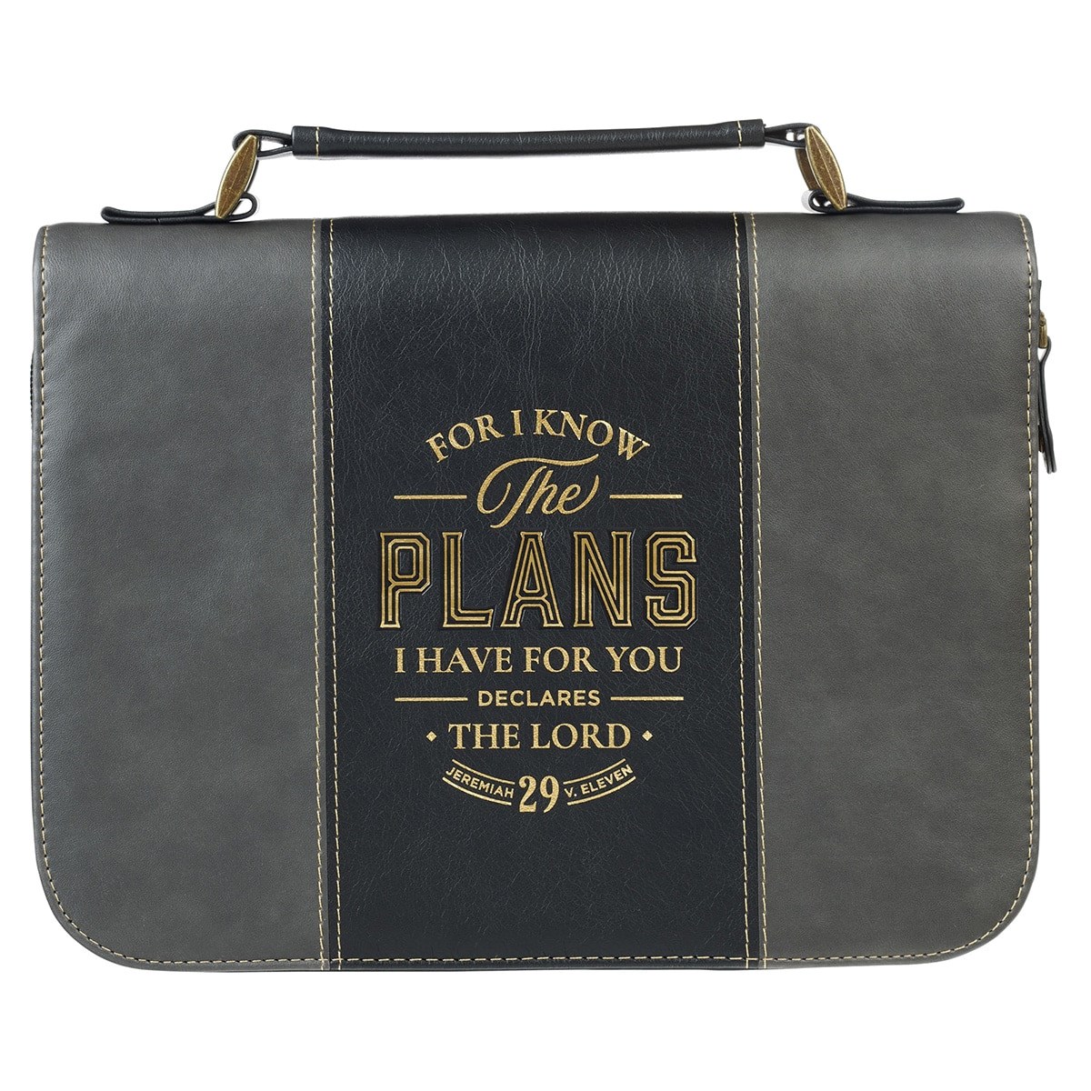 368394 Soft Goods Bible Cover - Classic - I Know the Plans Jer. 29-11 - Two Tone Black & Gray - Large