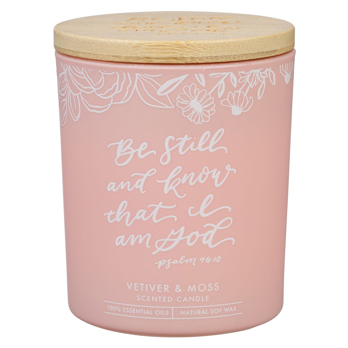 368447 Candle - Be Still & Know - Vetiver & Moss - Psalm 46-10 - 4.5 oz - Glass with Bamboo Lid