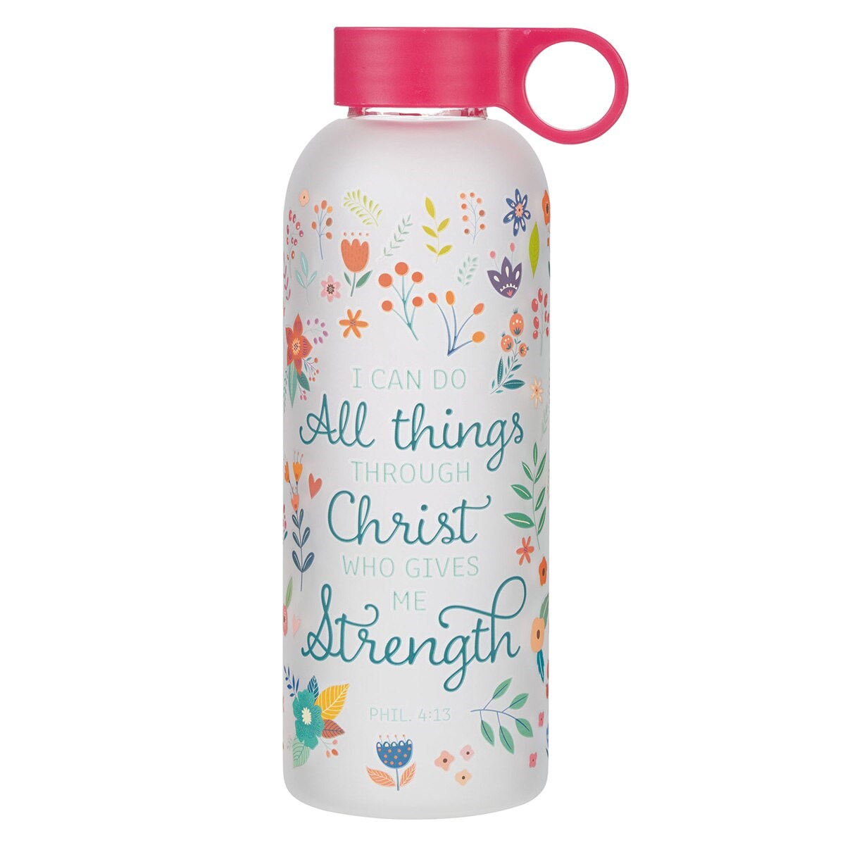 Picture of Christian Art Gifts 368513 Water Bottle - Glass - All Things Phil. 4-13