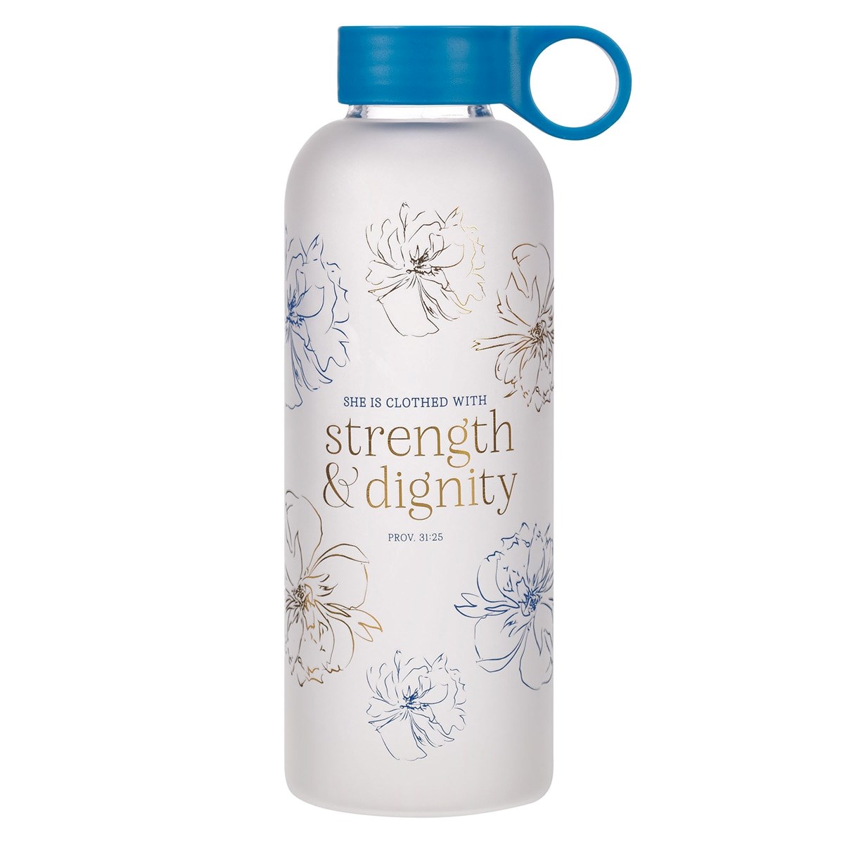 Picture of Christian Art Gifts 368519 Water Bottle - Glass - Strength & Dignity Prov. 31-25