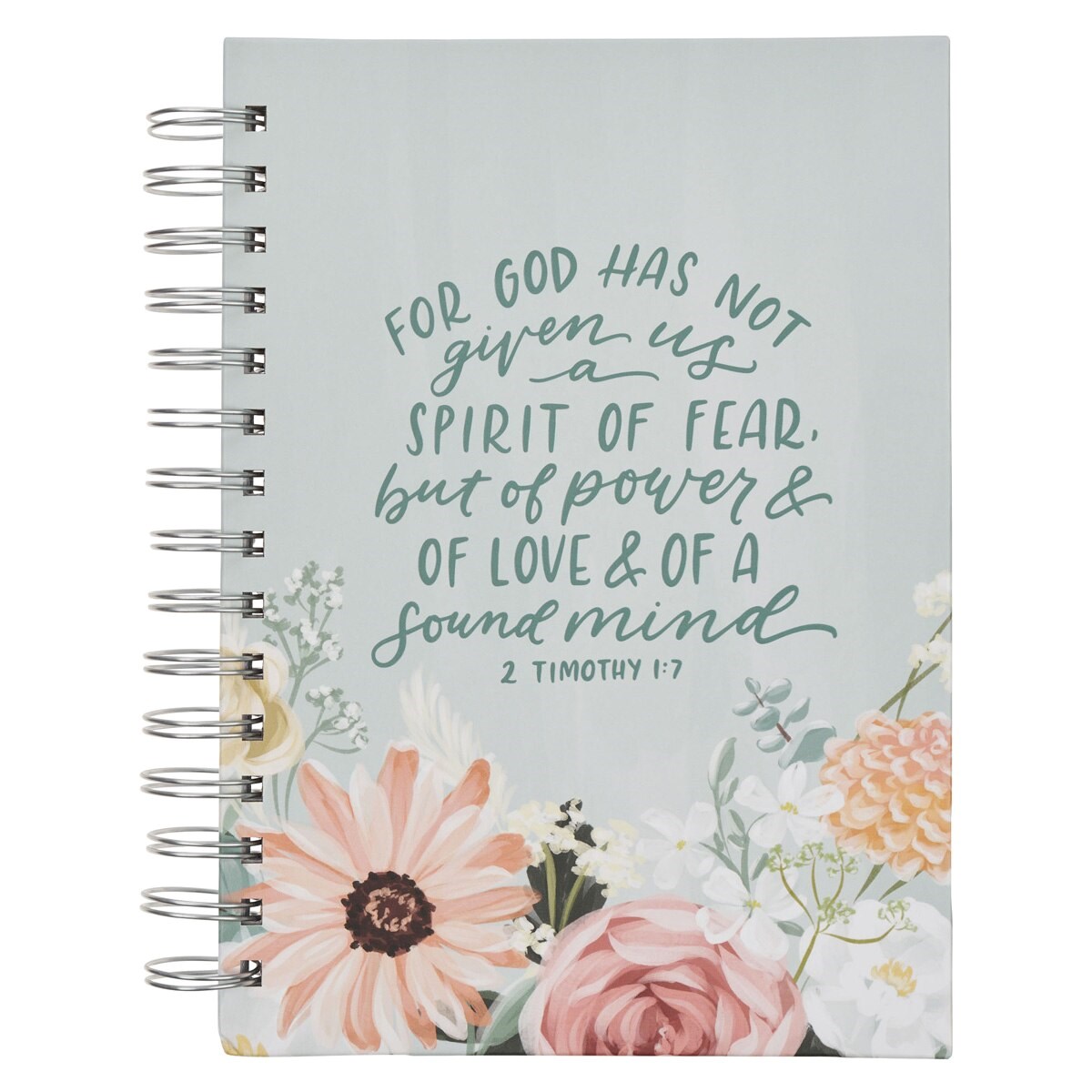 471460 Wire Bound For God Has Not Given 1 Tim. 1-17 Blue Floral Journal Books