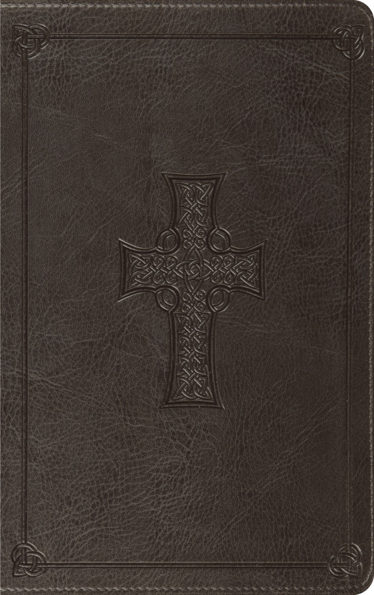 471174 ESV Thinline Bible - Rl - Charcoal Celtic Cross Design Trutone