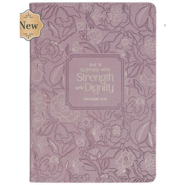 74573X Journal Classic Dusty Mauve She is Clothed with Strength & Dignity Proverbs31.25 Notebook