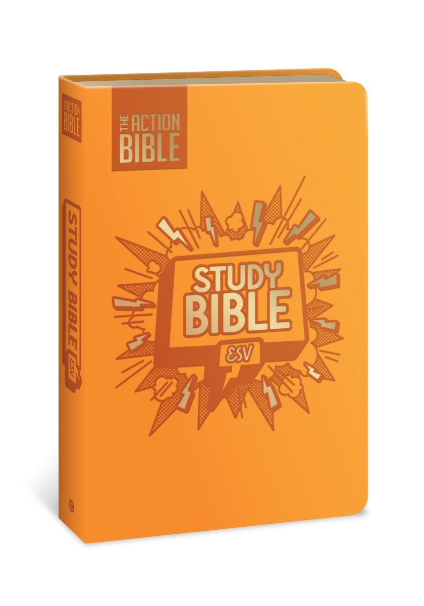 356386 ESV The Action Bible Study Bible - Full Color - Orange Leathersoft