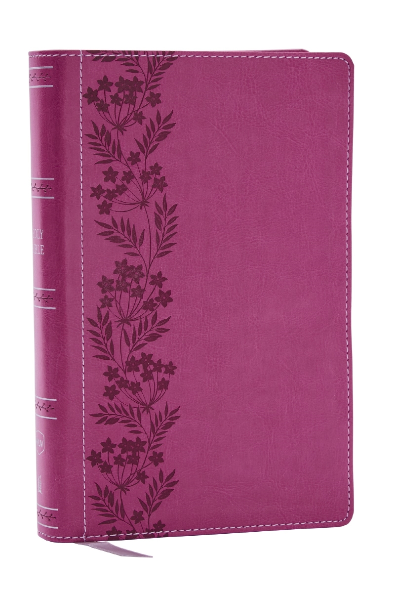 304518 NKJV Personal Size Large Print Reference Holy Bible - Comfort Print - Pink Leathersoft