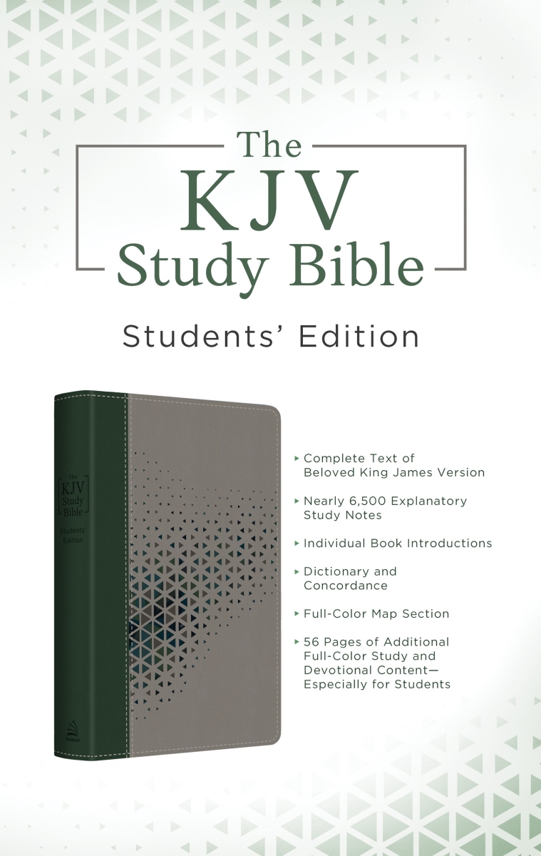 Barbour Publishing 330317 KJV Study Bible Students Edition-Cypress & Smoke Dicarta Book