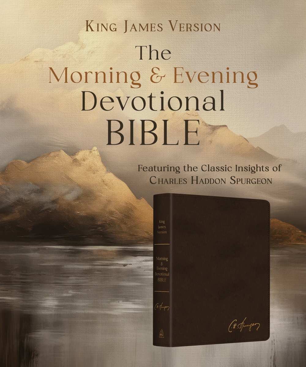 Barbour Publishing 749919 KJV The Morning & Evening Devotional Bible Mens Cover, Brown DiCarta Imitation Leather