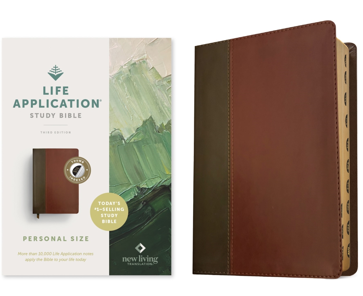 462554 NLT Life Application Study Bible & Personal Size - Third Edition - Brown & Mahogany Leatherlike Indexed
