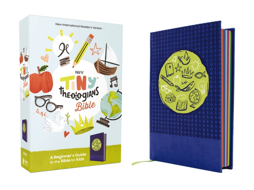 581111 NIrV Tiny Theologians Bible, Comfort Print Edition, Blue Leathersoft over Board