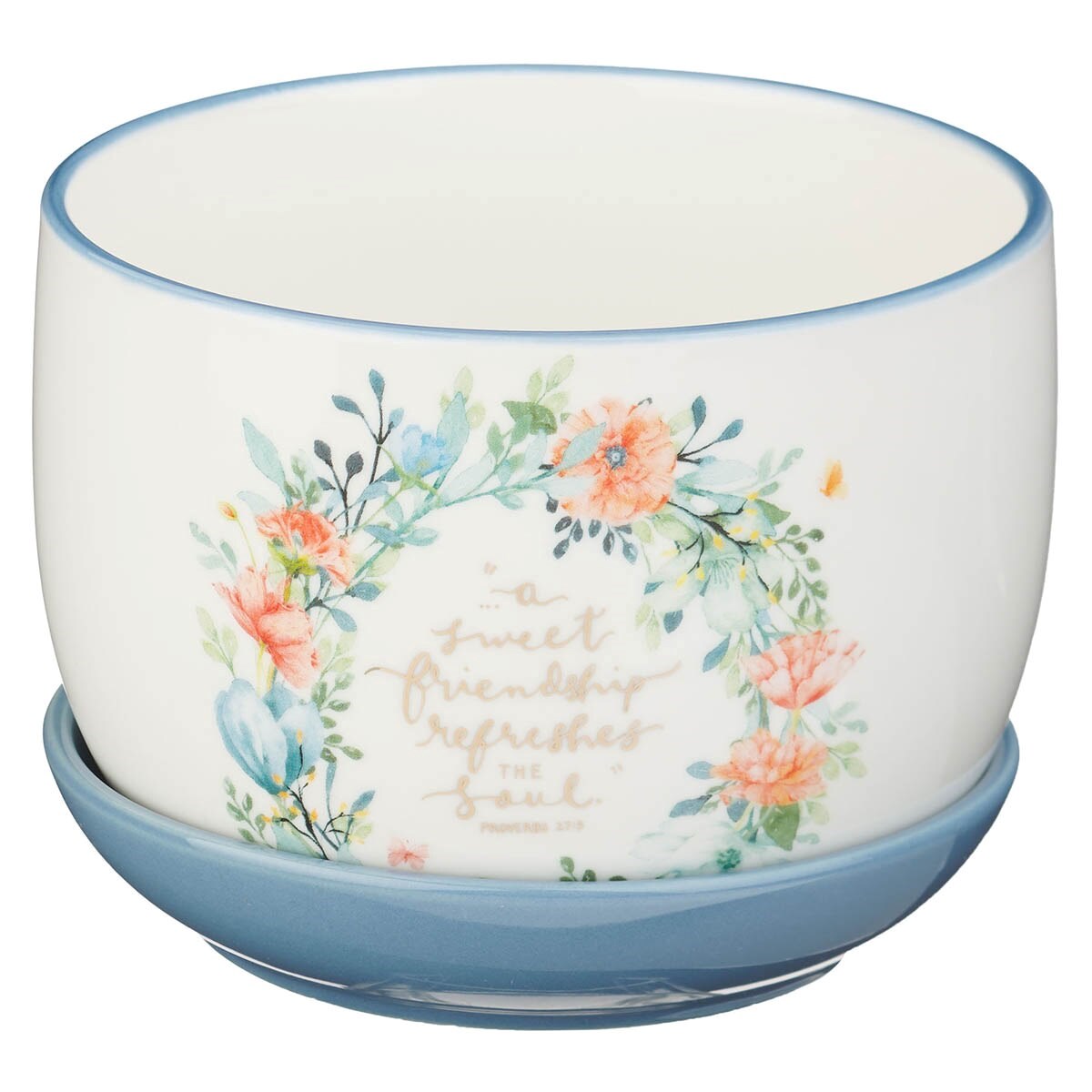 47227X Planter Pot with Saucer - Sweet Friendship