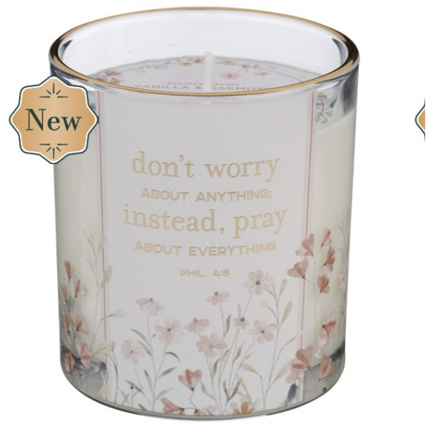 745662 Do Not Worry About Anything, Instead Pray & Vanilla & Oakmoss Scent in Glass Jar Candle - Phil. 4-6