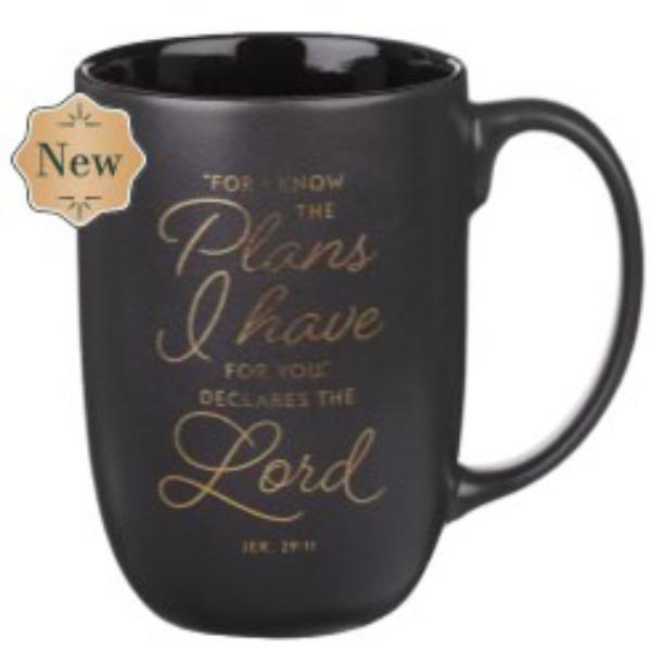 Picture of Christian Art Gifts 754051 Mug Black I Know the Plans Jeremiah 29.11