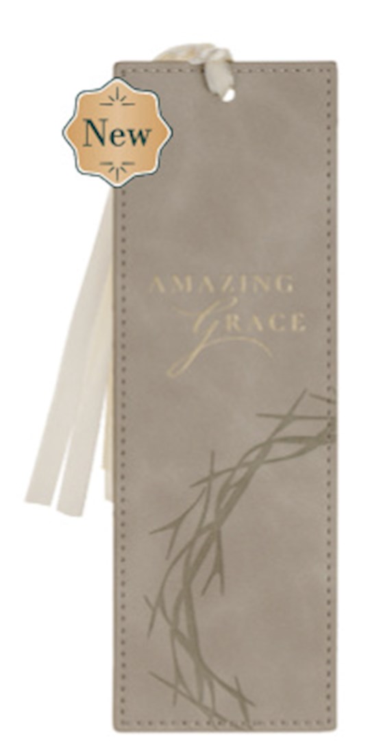 745645 Faux Leather Taupe Amazing Grace Isa. 53-5 Bookmark & Ribbon
