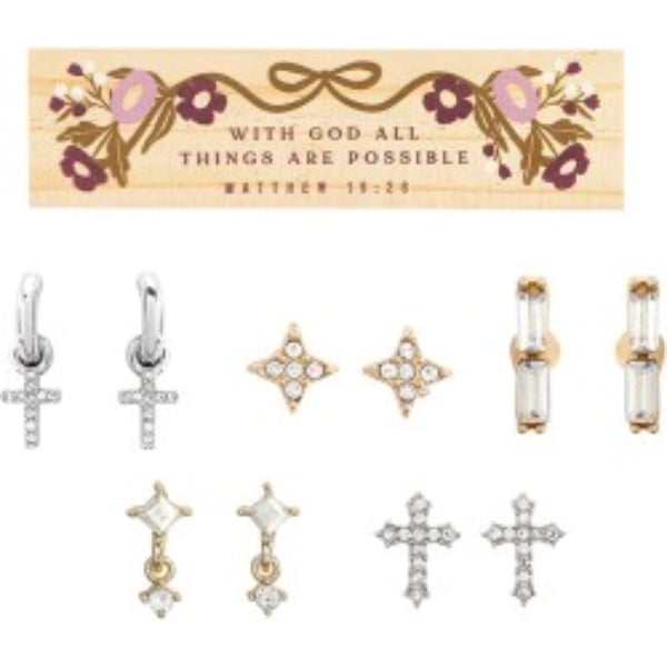 738503 Earring - Mini Bling Boxed Set-Inspirational - 5 Pairs