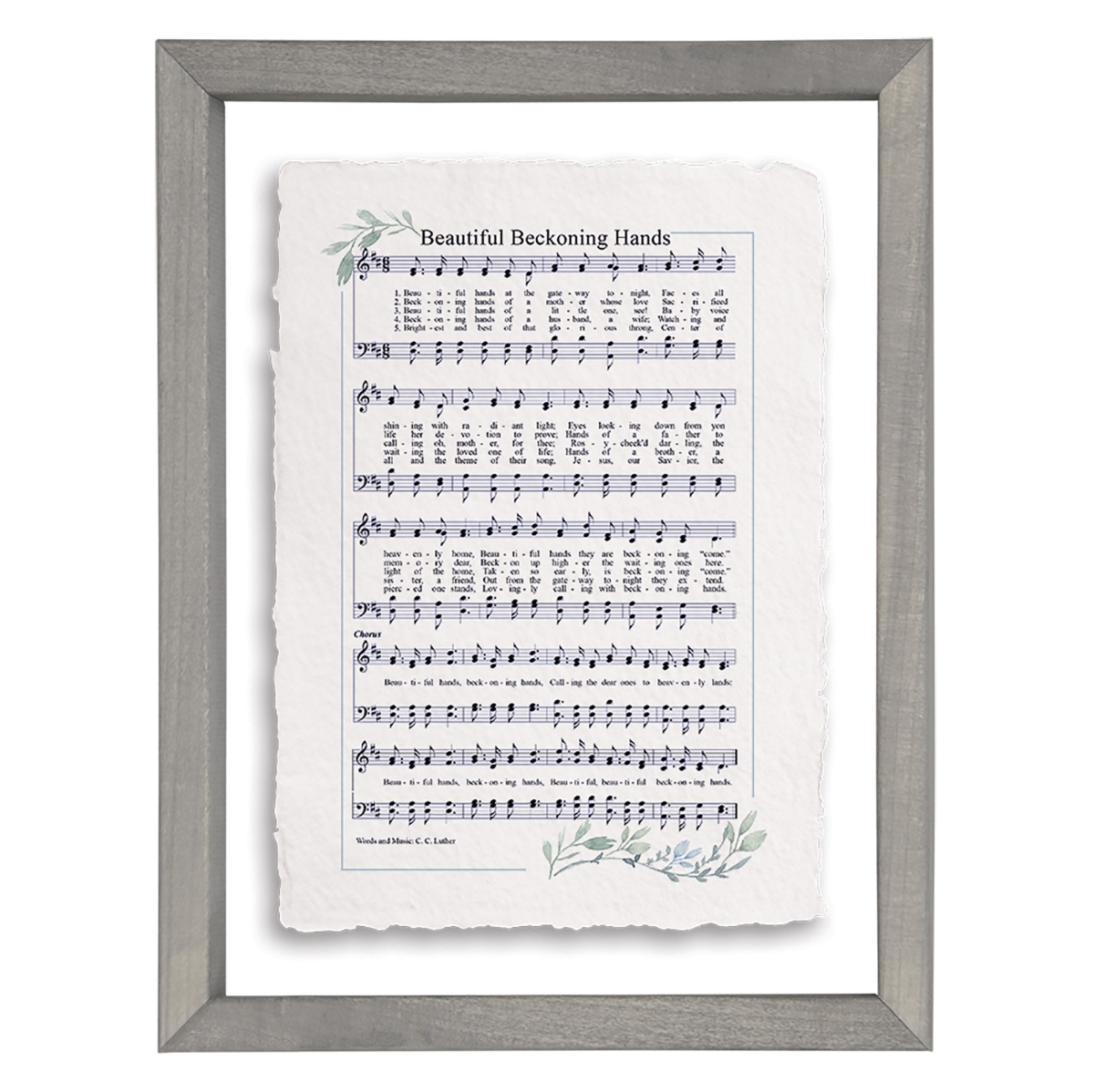 470513 Floating Art Rectangle - Beckoning Hands Hymn - 14 x 11 in.