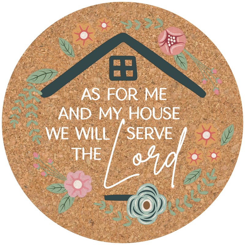 Picture of Carson Home Accents 453681 Cork Coasters - Serve The Lord - 3.875No.Diameter - Set of 4 - No.27524